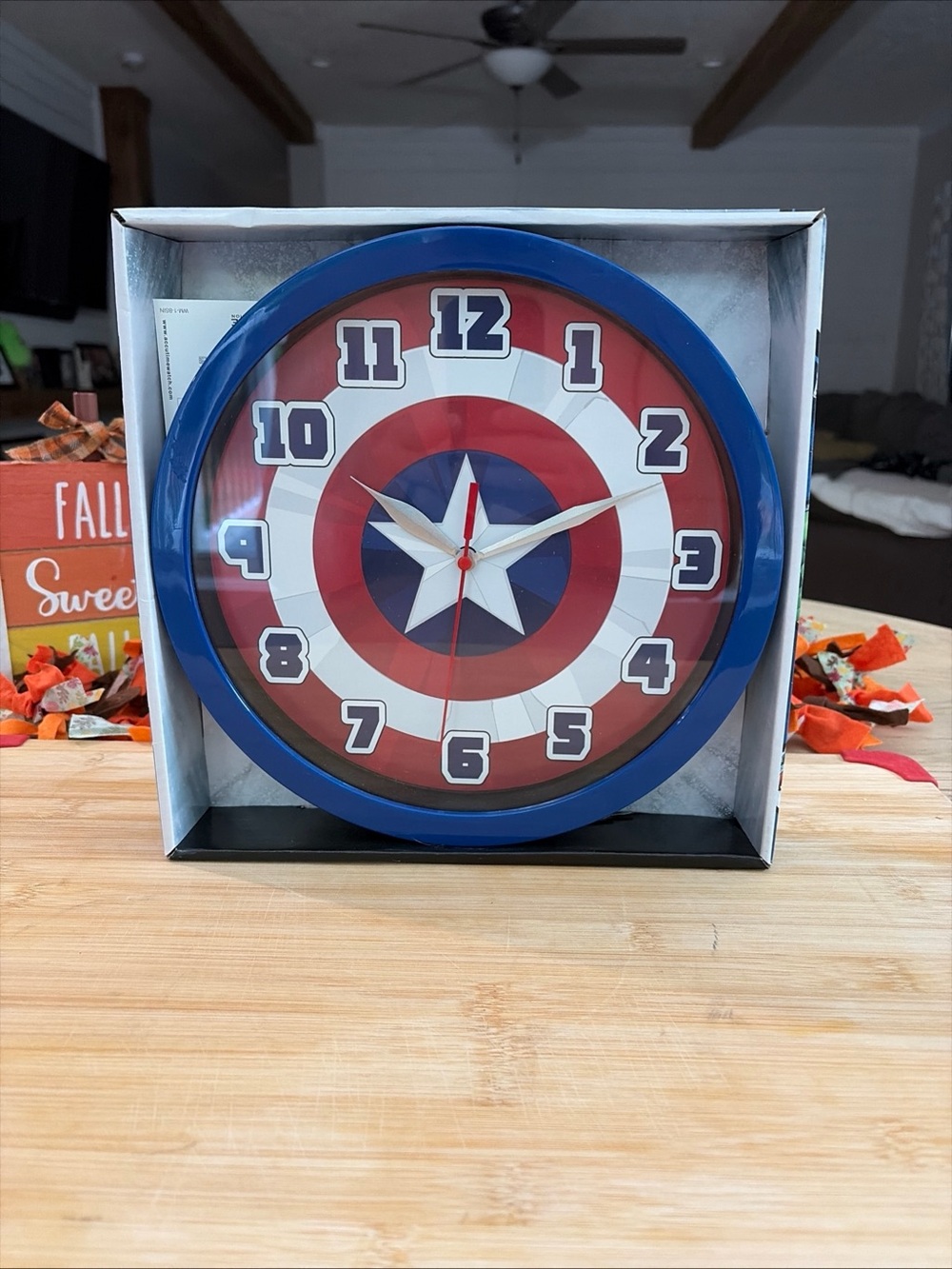 Captain Shield Wall Clock - Blue and Red Home Wall Decor